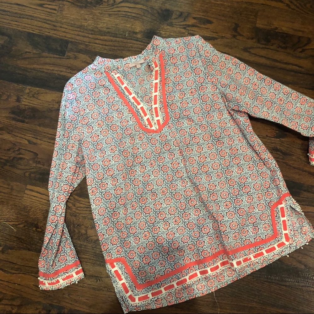 Peachy Patterned Blouse.